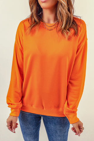 Round Neck Dropped Shoulder Sweatshirt Divacious