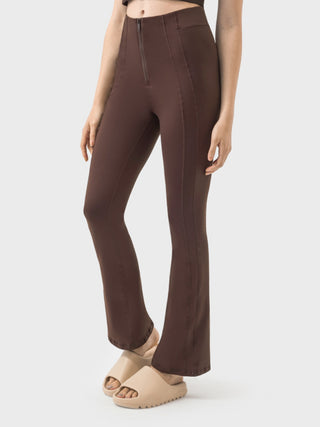 Millennia Zipper Detail High Waist Active Pants Trendsi