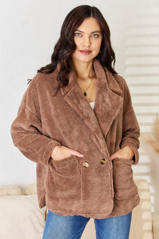 Culture Code Double Breasted Fuzzy Coat Divacious