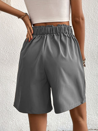 Pocketed Half Elastic Waist Shorts Divacious