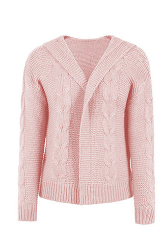 Cable-Knit Dropped Shoulder Hooded Cardigan Divacious