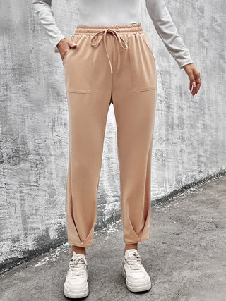 Drawstring Straight Pants with Pockets Divacious