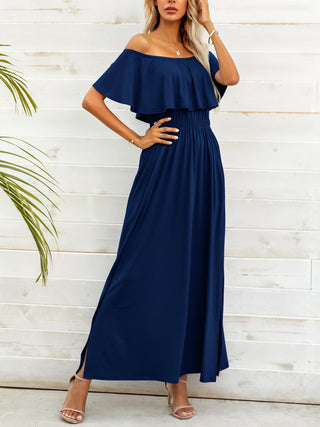 Off-Shoulder Slit Maxi Dress Trendsi