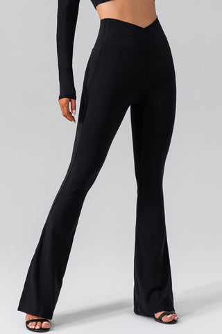 High Waist Slit Pocketed Active Pants Trendsi