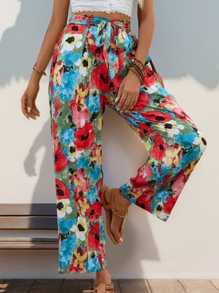 Tied Printed Wide Leg Pants Divacious