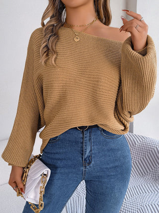 One-Shoulder Lantern Sleeve Sweater Divacious