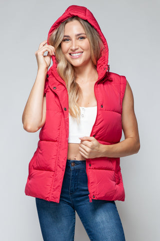 Snobbish Snap and Zip Closure Hooded Vest Trendsi