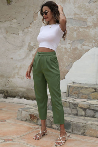 Straight Leg Cropped Pants with Pockets Divacious