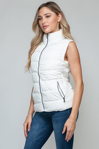 Snobbish Zip Up Turtleneck Vest with Pockets Trendsi