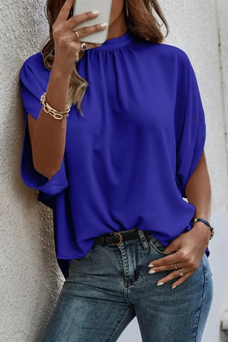 Tie Back Slit Half Sleeve Blouse Divacious