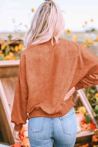 Round Neck Dropped Shoulder Sweatshirt Divacious