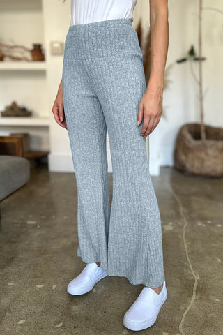 Ribbed High Waist Flare Pants Divacious