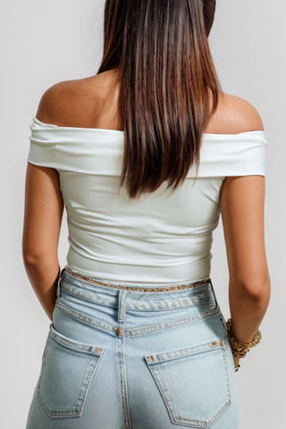 Off-Shoulder Short Sleeve Blouse Divacious