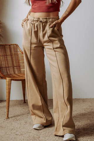 Drawstring Wide Leg Pants with Pockets - Divacious