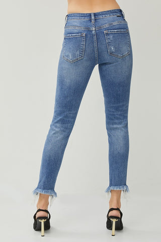 Distressed Frayed Hem Slim Jeans Divacious