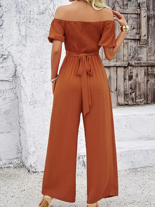 Cutout Off Shoulder Wide Leg Jumpsuit Divacious