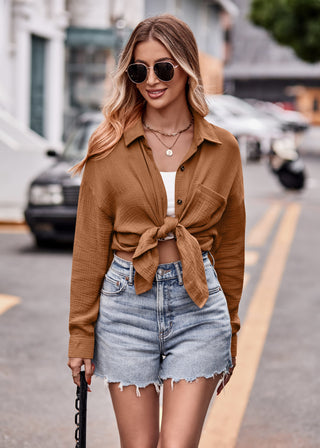 Textured Dropped Shoulder Longline Shirt Divacious