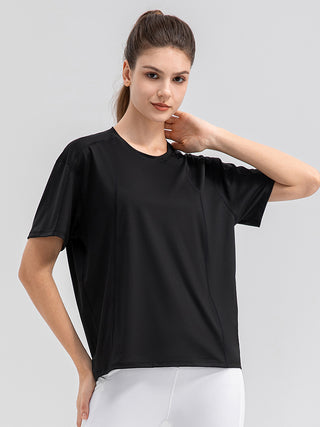 Round Neck Short Sleeve Active Top Trendsi