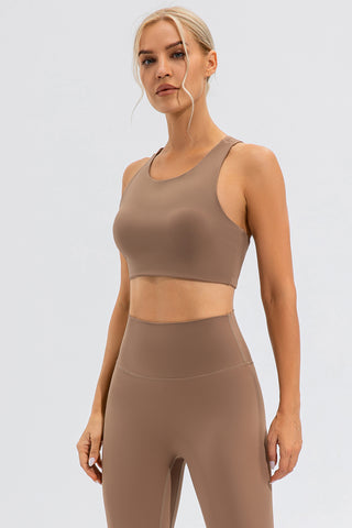 Round Neck Cutout Cropped Active Tank Trendsi