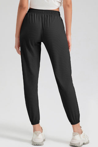 Elastic Waist Active Pants with Pockets Trendsi