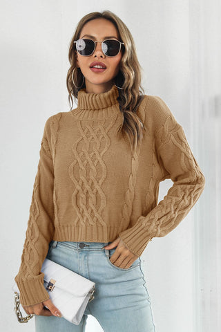 Turtleneck Dropped Shoulder Sweater Divacious