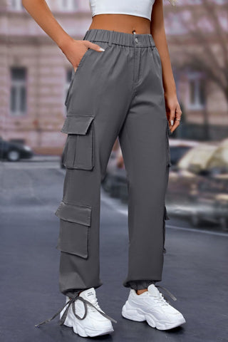 Elastic Waist Cargo Pants Divacious