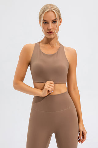 Round Neck Cutout Cropped Active Tank Trendsi