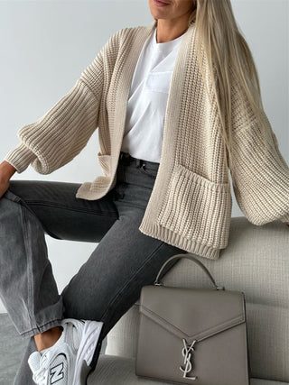 Open Front Dropped Shoulder Cardigan Divacious