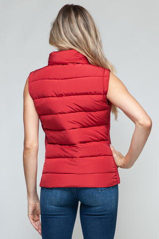 Snobbish Zip Up Turtleneck Vest with Pockets Trendsi