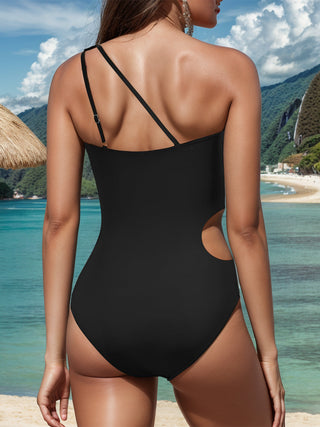 Cutout One Shoulder Sleeveless One-Piece Swimwear Divacious