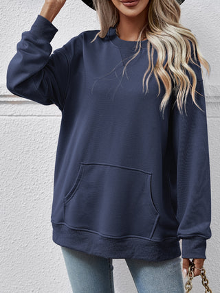 Round Neck Long Sleeve Sweatshirt Divacious