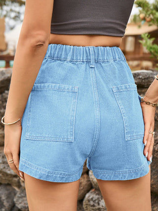 High Waist Denim Shorts with Pockets Divacious