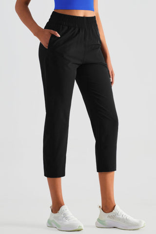 Elastic Waist Cropped Sports Pants Trendsi