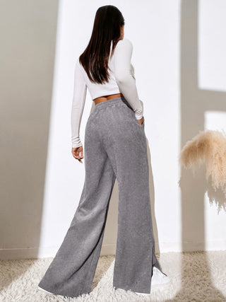 Slit Pocketed High Waist Wide Leg Pants Divacious