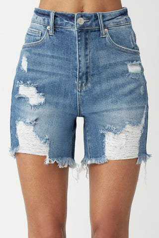 High Waisted Distressed Denim Shorts Divacious