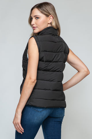 Snobbish Zip Up Turtleneck Vest with Pockets Trendsi