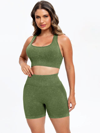 Scoop Neck Wide Strap Top and Shorts Active Set Trendsi