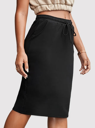 Drawstring Skirt with Pockets Divacious