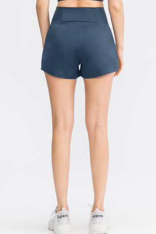 Wide Waistband Sports Shorts with Pockets Divacious