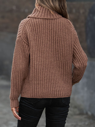 Turtleneck Rib-Knit Sweater Divacious