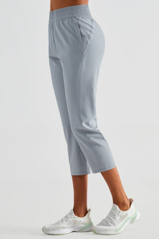 Elastic Waist Cropped Sports Pants Trendsi