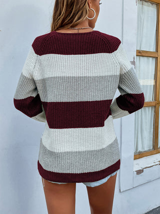 Color Block Rib-Knit Sweater Divacious