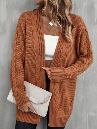 Warm Fall Mixed Knit Open Front Longline Cardigan Divacious