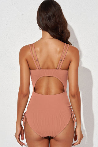 Tied Cutout Plunge One-Piece Swimsuit Divacious