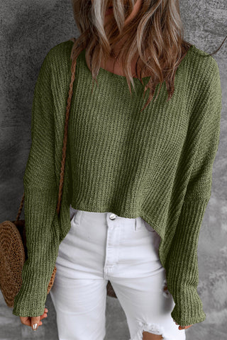 Round Neck High-Low Sweater Divacious