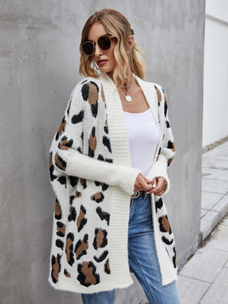 Leopard Pattern Fuzzy Cardigan Divacious