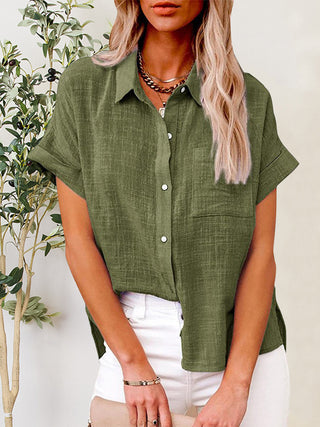 Button Up Short Sleeve Shirt Divacious