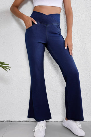 Asymmetric Waist Flare Jeans Divacious