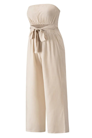 Tied Cutout Tube Wide Leg Jumpsuit Divacious