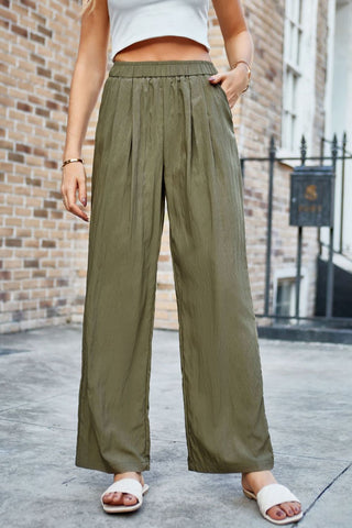 Elastic Waist Wide Leg Pants Divacious